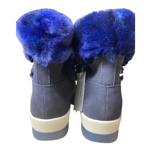 Cougar Vanity Vivian Blue Faux Fur Trim Winter Boots - Picture 9 of 11